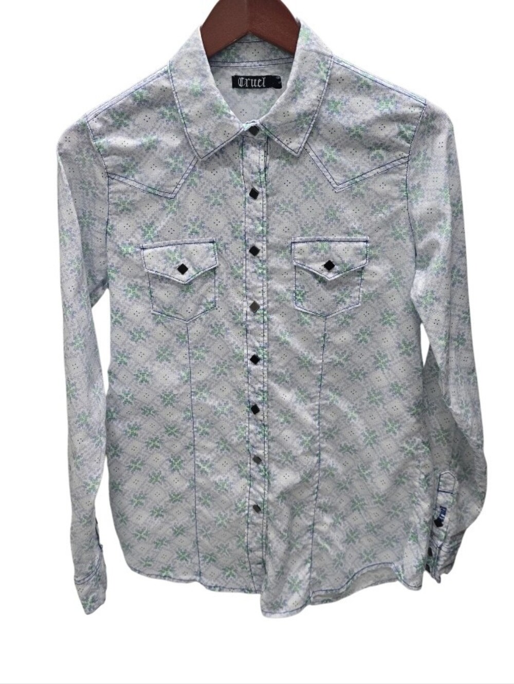 Cowgirl Western Snap Shirt Pastel Ranch Rodeo Southwestern Sz L - Picture 2 of 10